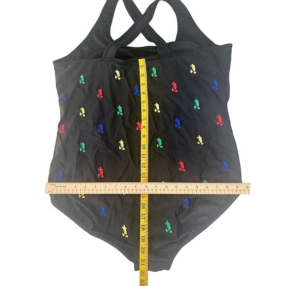 Disney One Piece Swimsuit Bathing Suit Swimwear Embroidered Mickey Logos Sz 16 - Picture 6 of 11